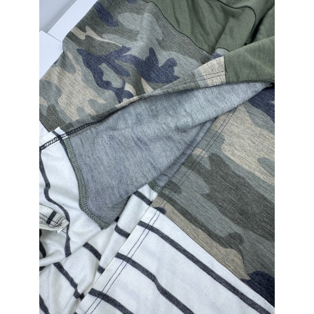 Entro Camo‎ Color Block Top Striped Long Sleeve Casual Comfy Pullover